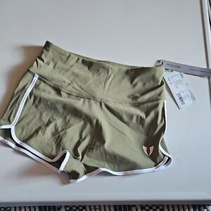 Olive Women's Athletic Shorts with White Trim